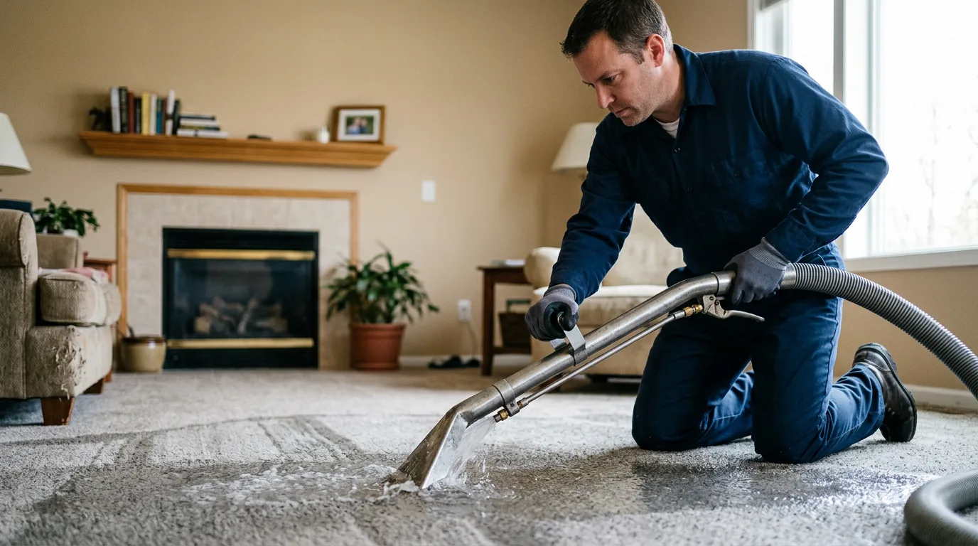 Water damage restoration technician working near Mason City, NE